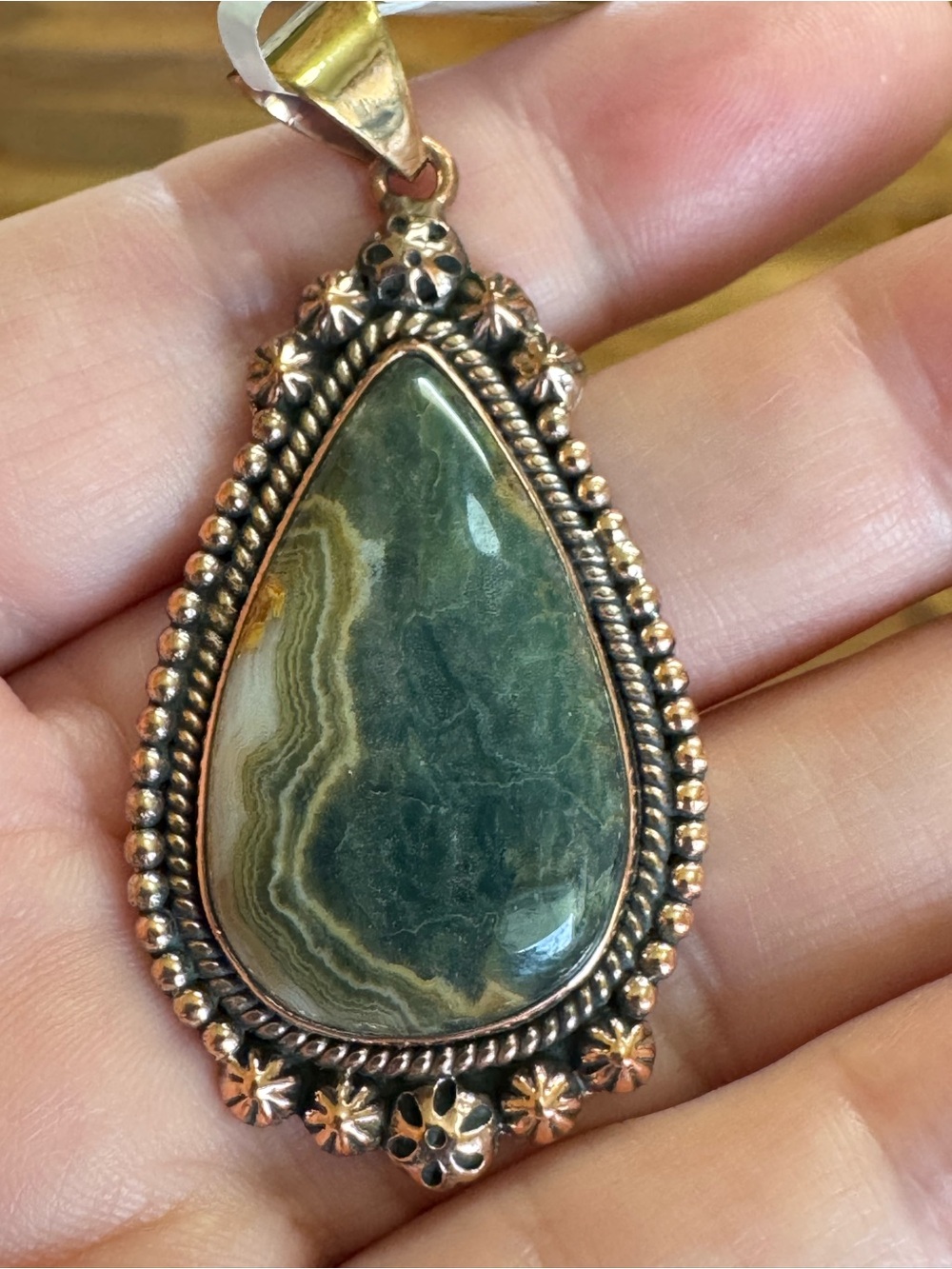 Ocean Jasper COPPER Teardrop Gemstone Pendant